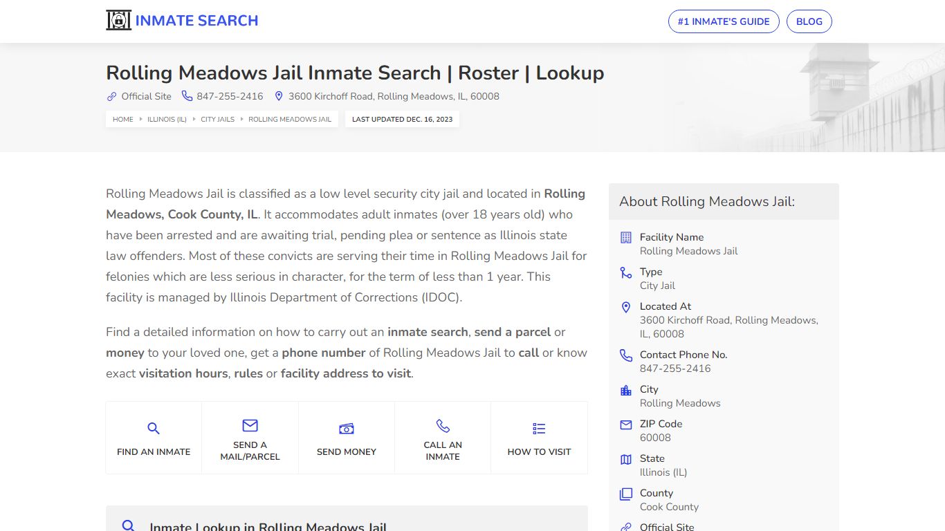 Rolling Meadows Jail Inmate Search | Roster | Lookup