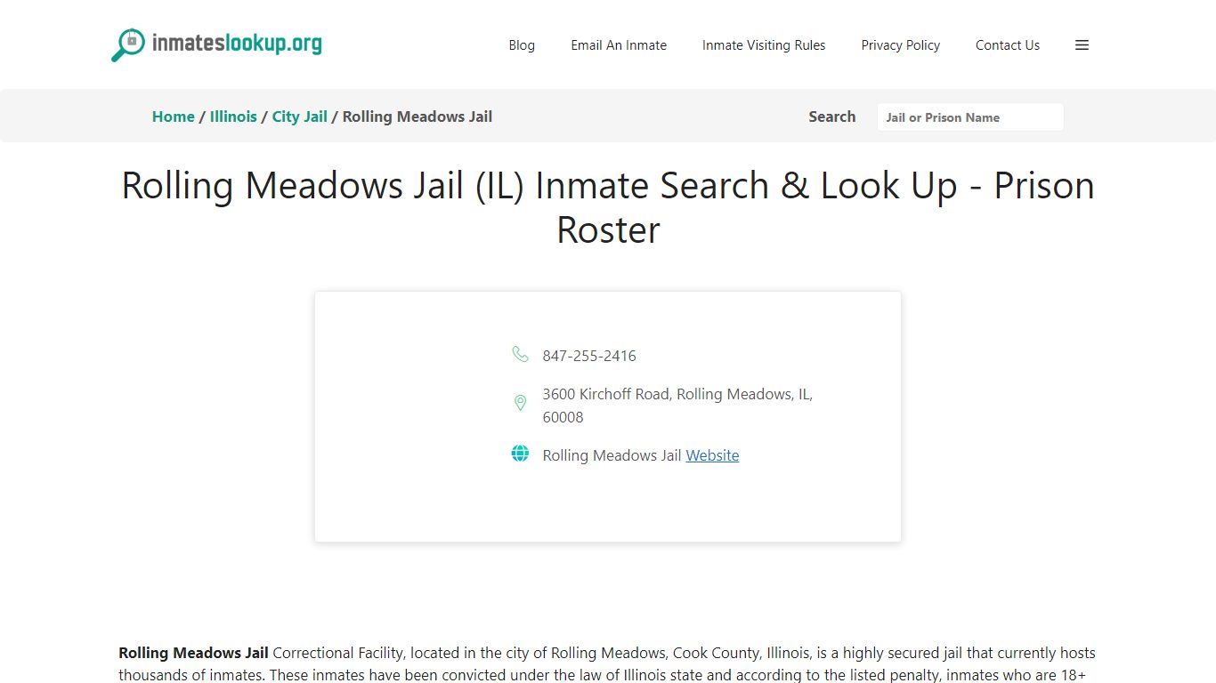 Rolling Meadows Jail (IL) Inmate Search & Look Up - Prison Roster